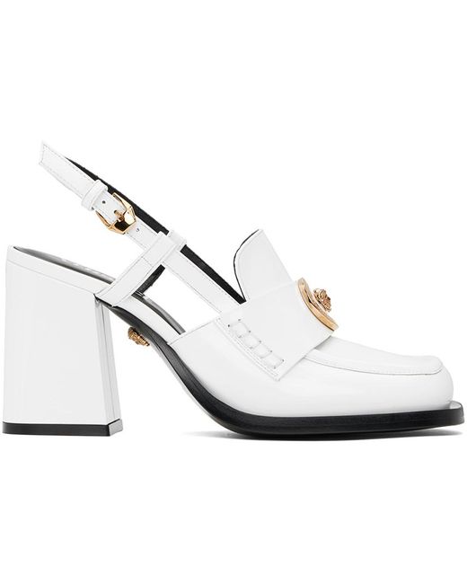 Chaussures à talon bottier alia blanches à bride arrière Versace en coloris Black