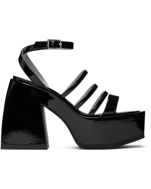 NODALETO Leather Patent Bulla Chibi Heeled Sandals in Black | Lyst UK