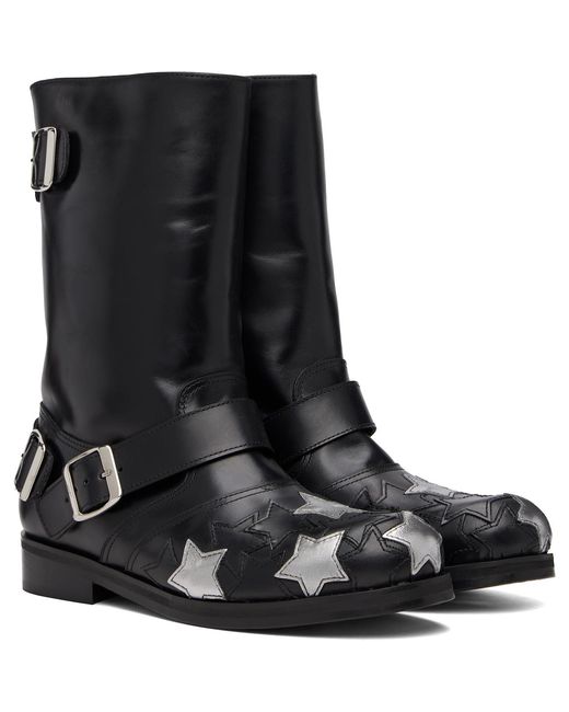 STEFAN COOKE Black Star Biker Boots for men