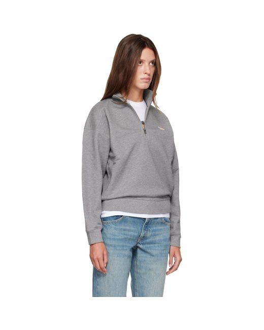Maison Kitsuné Gray Baby Fox Half Zipped Sweatshirt