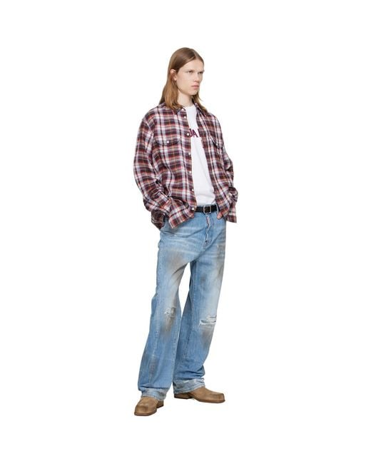 DSquared² Red Canadian Vintage Linen Shirt for men