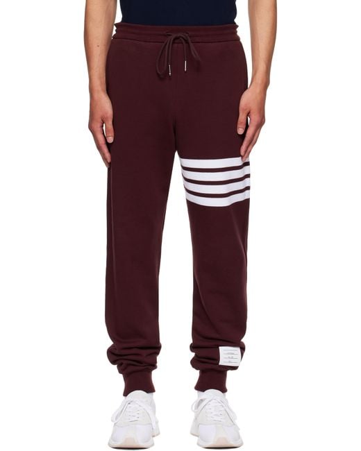 Thom Browne Red Burgundy Classic Loopback 4-Bar Sweatpants for men