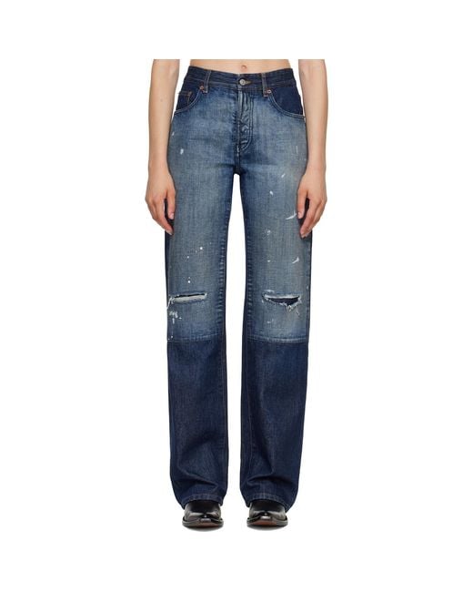 MM6 by Maison Margiela Blue Distressed Panel Denim Jeans