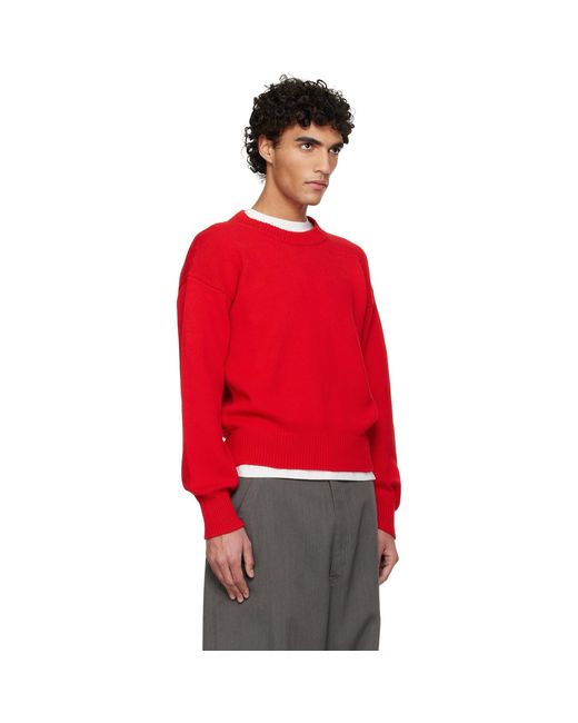 Jil Sander Red Cotton Sweater for men