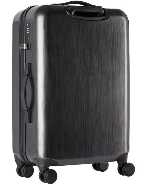 Emporio Armani Black Gray Embossed Eagle Medium Suitcase for men