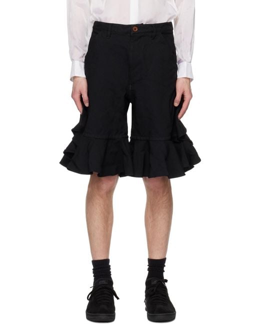 メンズ Comme des Garçons ブラック ラッフル ショートパンツ Black