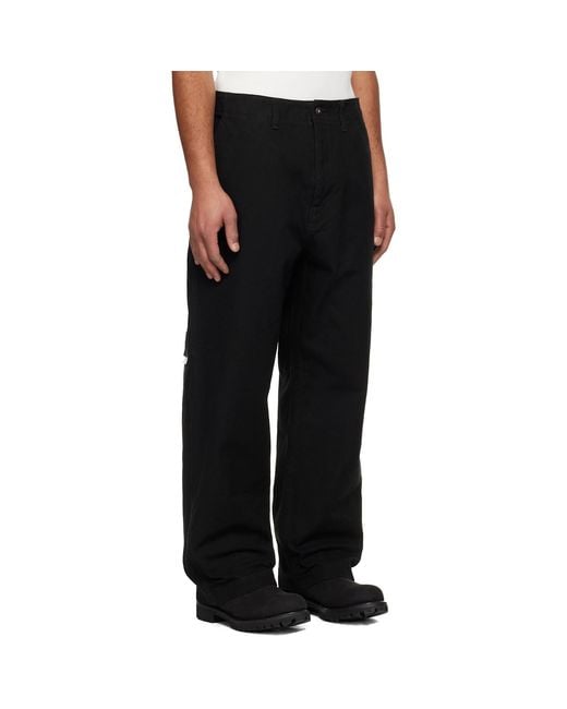 (w)taps Black Canvas Trousers for men
