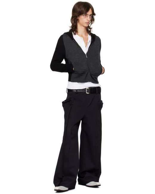 Fax Copy Express Black Oversized Cargo Pants for men