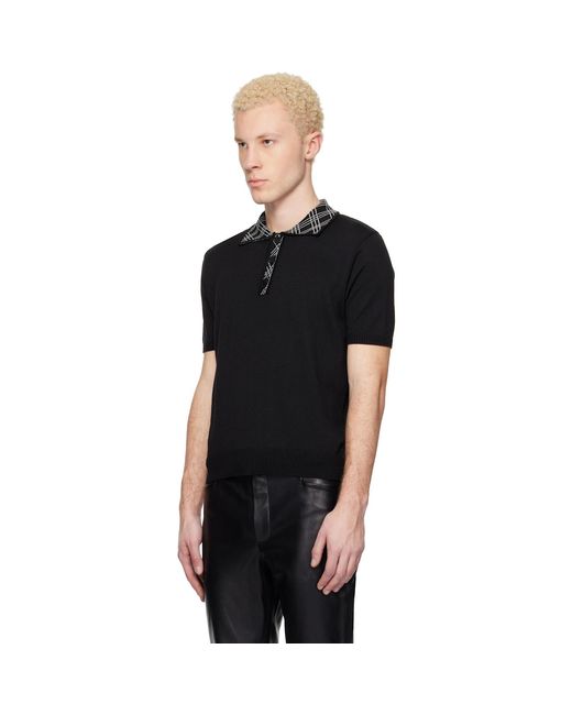 Ernest W. Baker Collar Check Jacquard Polo in Black for Men | Lyst