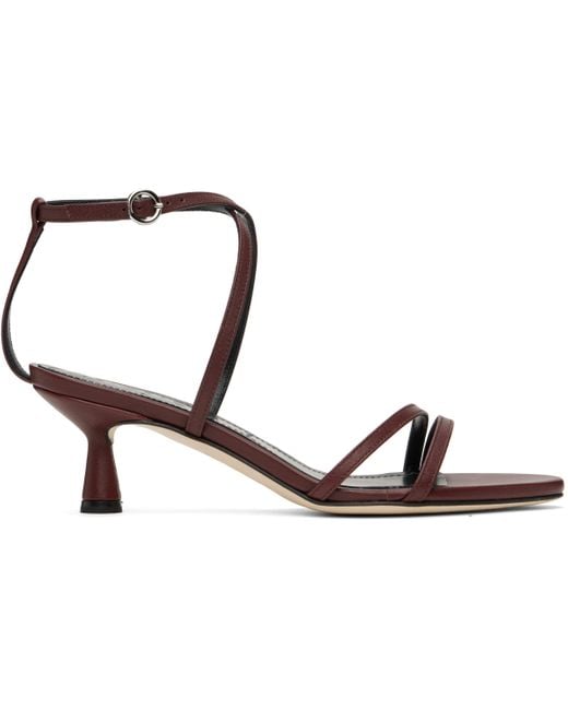 Aeyde Black Burgundy Maeve Leather Heeled Sandals