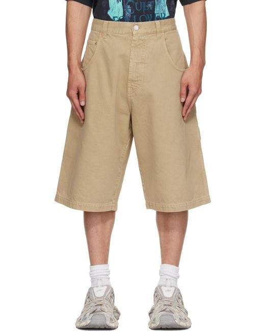 Vetements Natural Hip-Hop Denim Shorts for men