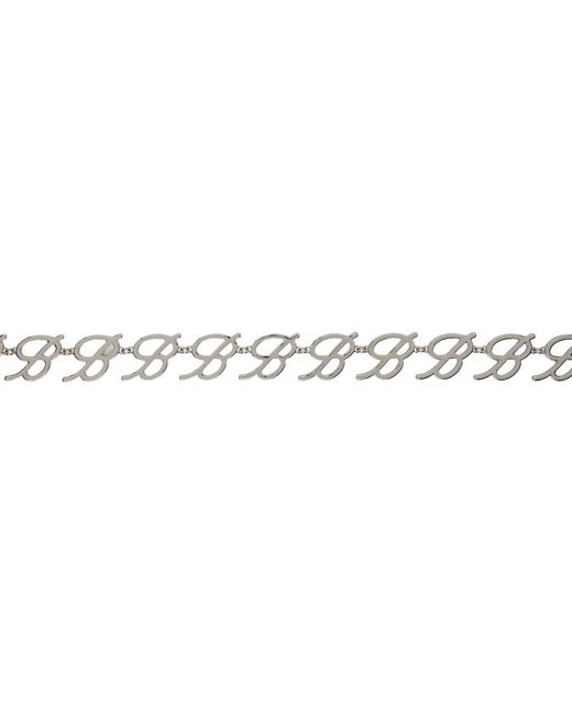 Blumarine Black Silver Logo Chain Belt