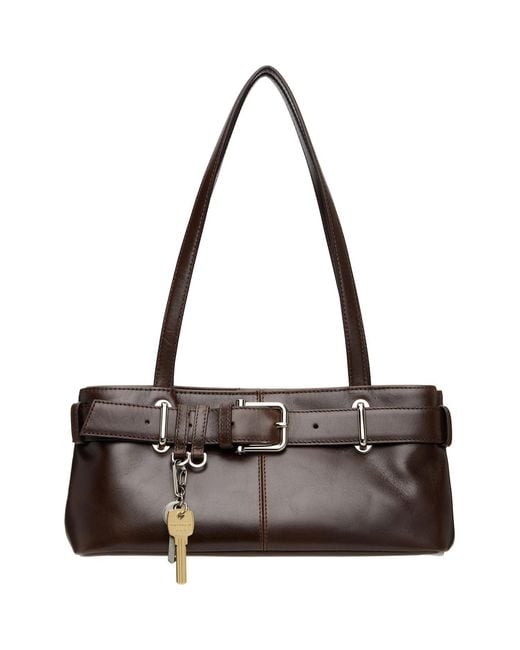 OSOI Brown Shoulder Brocle Mini Bag