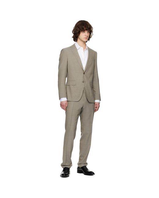 Boss Black Micro-Patterned Slim-Fit Suit for men