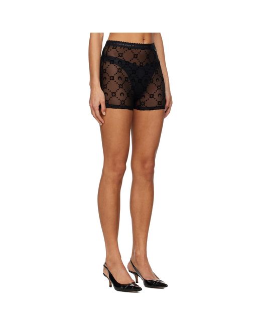 MARINE SERRE Black Recycled Mesh Flock Shorts