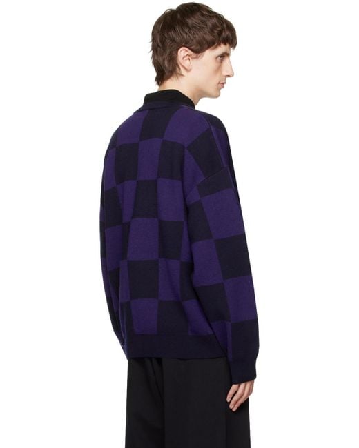 Raf Simons Blue Navy & Black Fred Perry Edition Cardigan for men