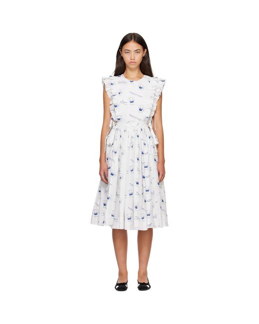 Sandy Liang White Mott Midi Dress