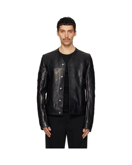 Rick Owens Black Temple Leather Work Jacket for men