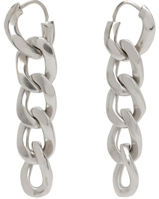 Maison Margiela Metallic Silver Curb Link Earrings for men