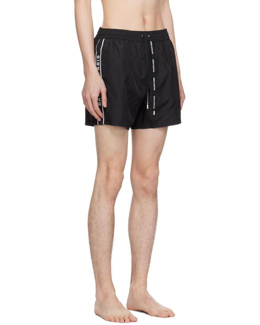 Balmain Black Printed Swim Shorts for men