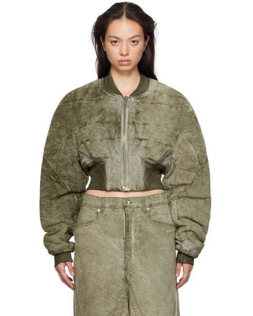 Rick Owens Green Khaki Porterville Collage Bomber Jacket