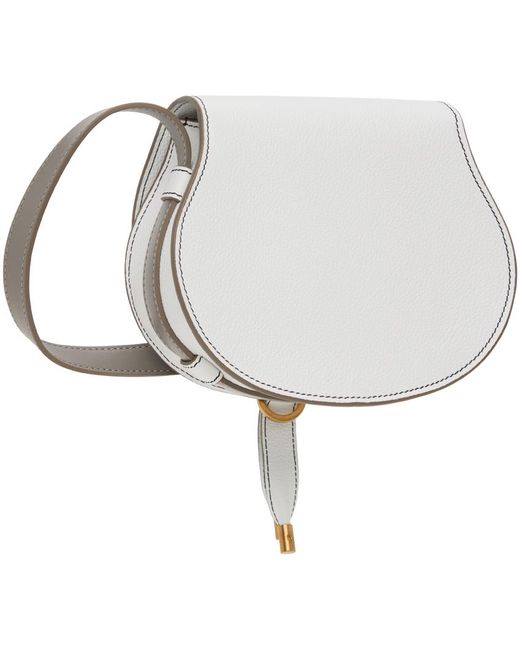 Chloé Metallic White Small Marcie Saddle Bag