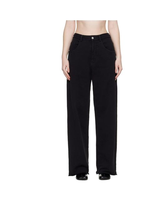 MM6 by Maison Margiela Black Wide-Leg Cotton Trousers