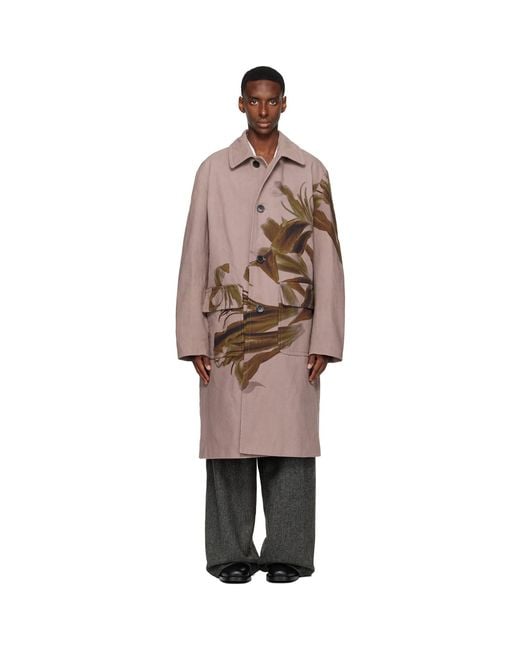 Dries Van Noten Black Floral Coat for men