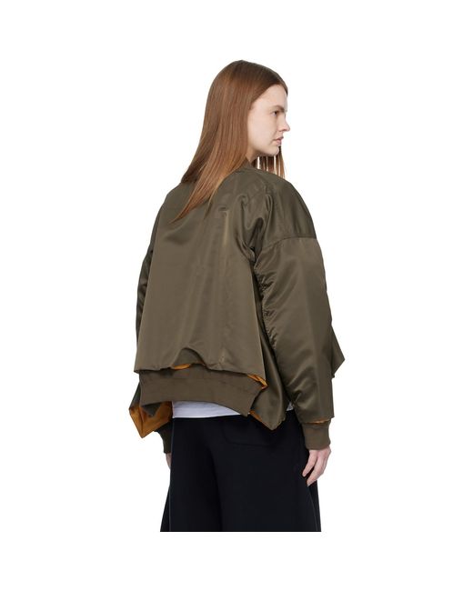 Sacai Brown Khaki Nylon Twill Bomber Jacket