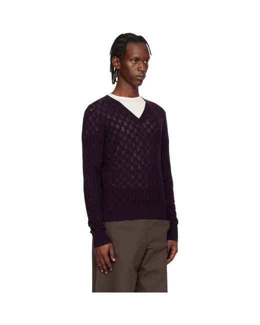 Dries Van Noten Blue Open-Knit Sweater for men