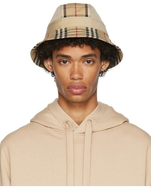 Burberry Cotton Supernova Bucket Hat in Natural for Men Lyst Canada