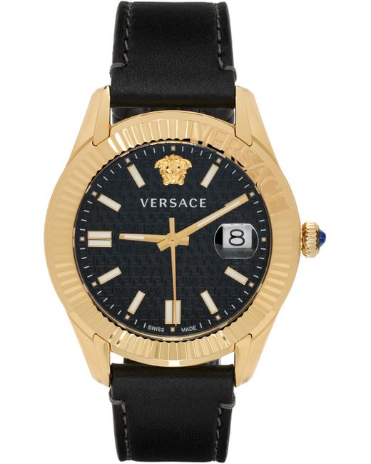 Versace Black & Gold Greca Time Watch for men