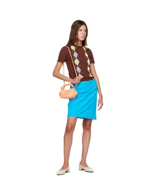 Ganni Blue Argyle T-Shirt
