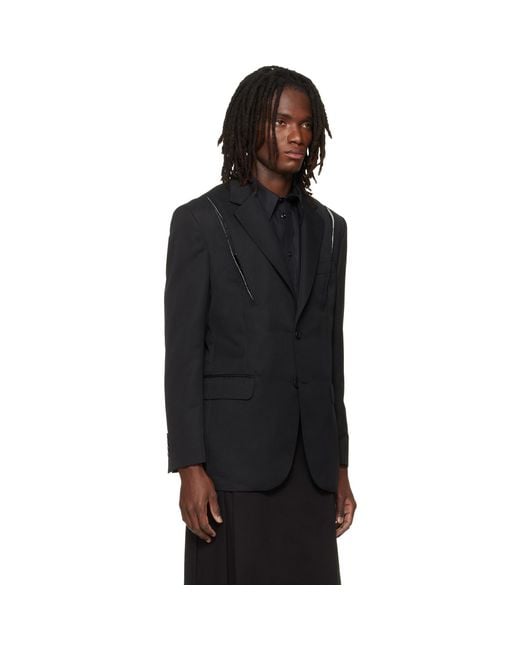 Simone Rocha Black Structured Slash Blazer for men