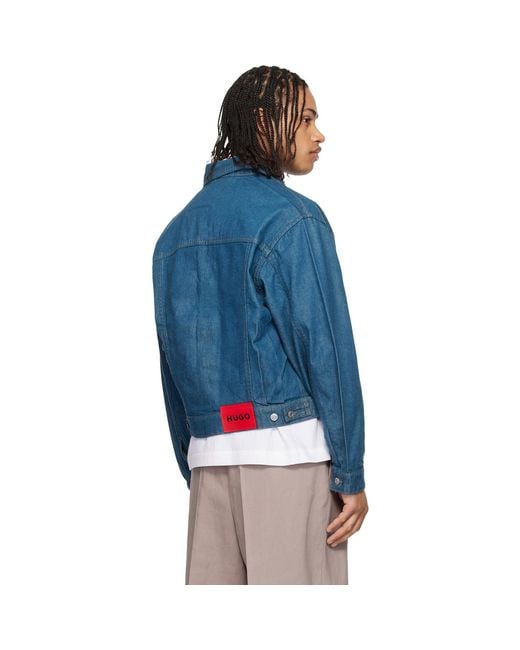HUGO Blue Logo Patch Denim Jacket for men
