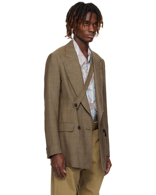 メンズ Dries Van Noten ブラウン チェック テーラードジャケット Multicolor