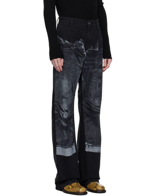 Jean Paul Gaultier Black Printed Jeans for men