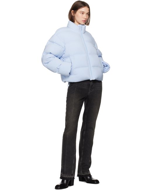 Alexander Wang ブルー リフレクティブロゴ クロップド ダウンジャケット White