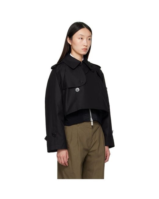 Sacai Black Cotton Gabardine X Nylon Twill Jacket
