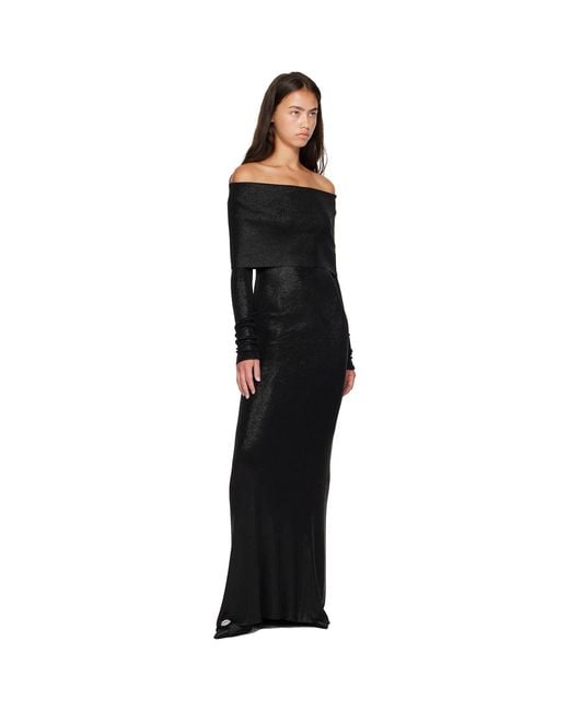 Balenciaga Black Off-Shoulder Maxi Dress