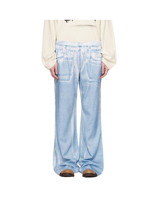 Acne Blue Casual Printed Trousers