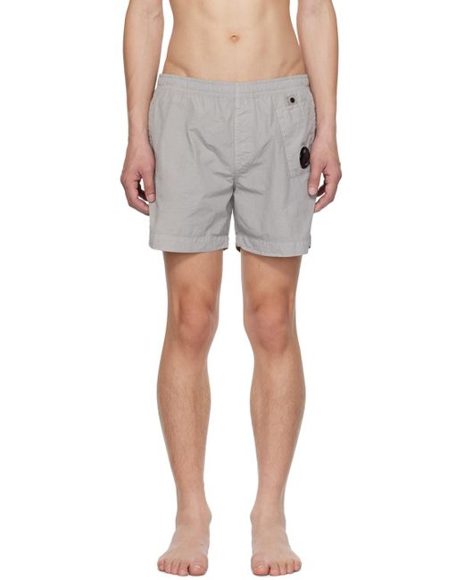 C P Company White C.p. Company Gray Garment-dyed Swim Shorts for men