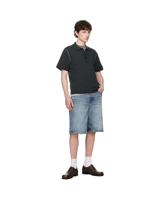 Won Hundred Black Jonas Two Layer Knit Polo for men