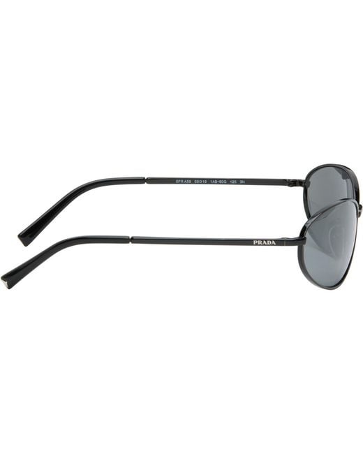 Prada Black Metal Oval Sunglasses
