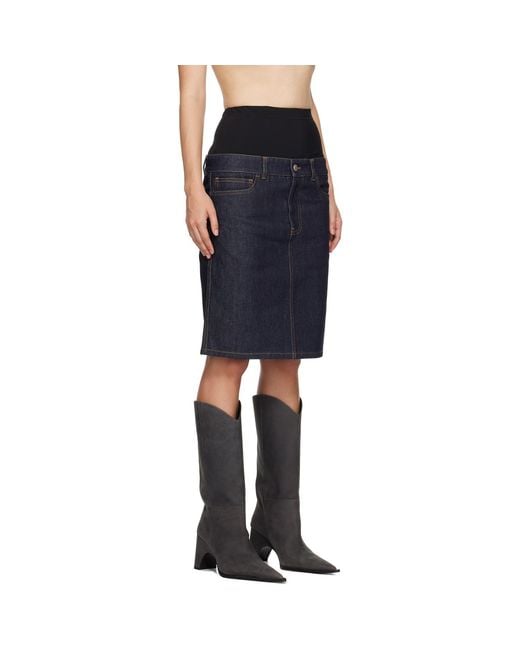Coperni Black Hybrid Denim Midi Skirt
