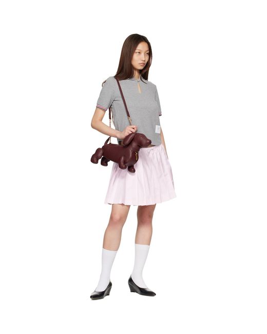 Thom Browne Purple Burgundy Soft Pebble Grain Leather Mini Hector Bag