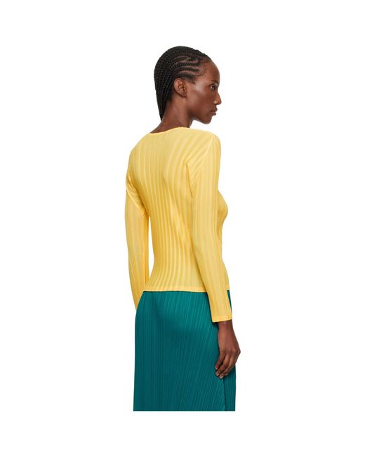 Pleats Please Issey Miyake Yellow Rib Pleats January T-Shirt