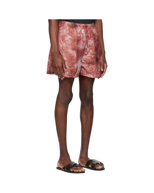 Stockholm Surfboard Club Pink Embroidered-Logo Swim Shorts for men