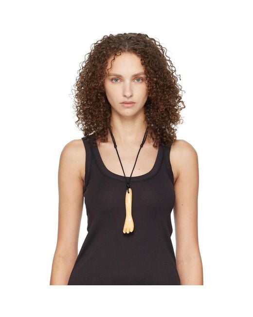 Lemaire Black Aragonite Gua Sha Fork Necklace