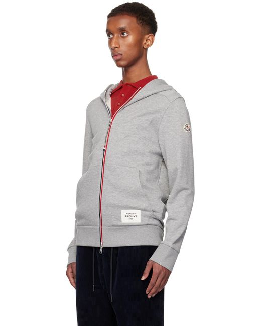 Pull À Capuche Gris À Glissière Moncler pour homme en coloris Gray